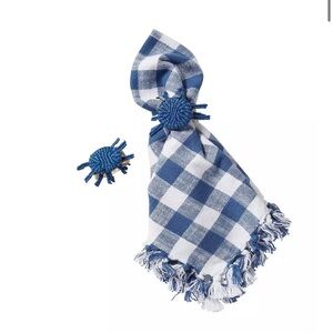 NWT! Serena & Lily Handwoven Napkin Rings (Set of 2) - Blue Crab